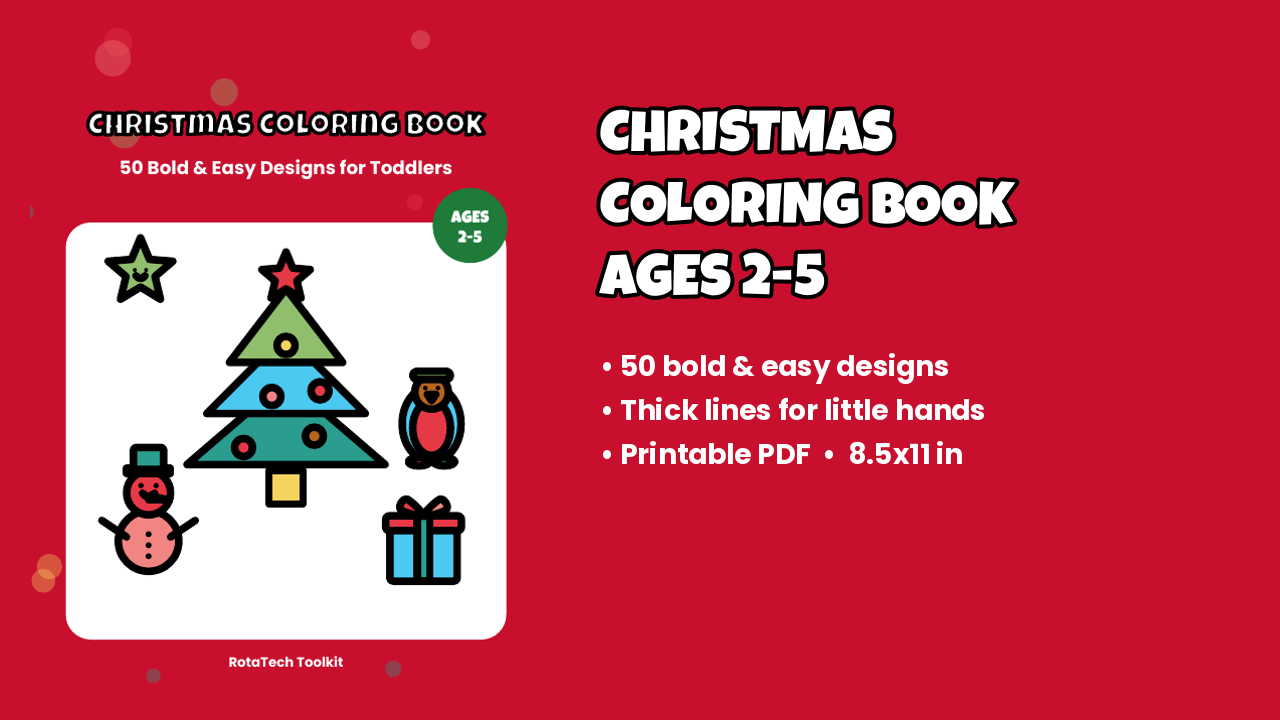 Christmas bold and easy coloring book for toddlers cover