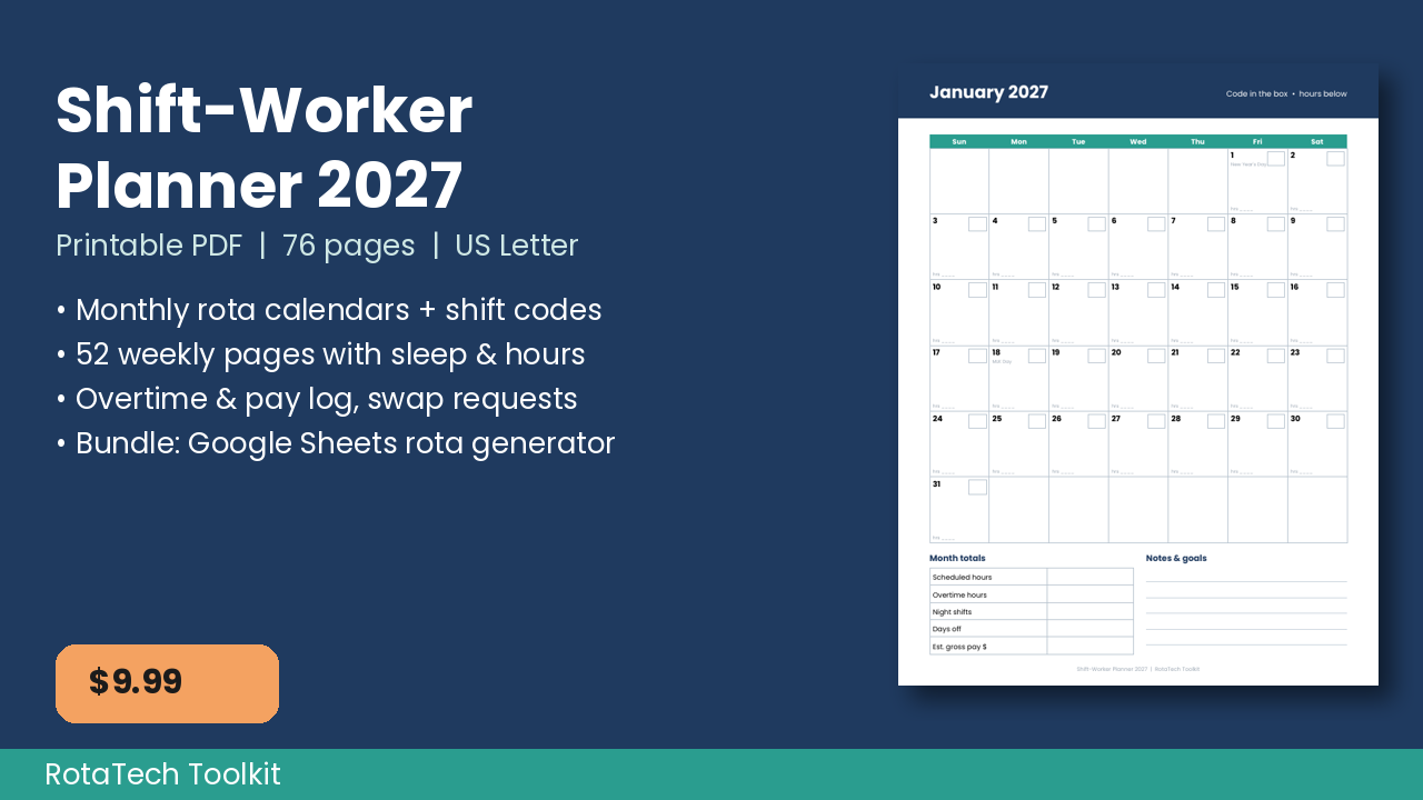Shift-worker planner 2027 cover